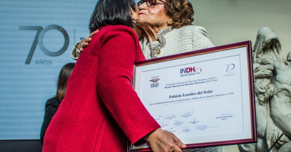 Fabiola Letelier es reconocida con Premio Nacional de Derechos Humanos 2018