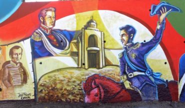 translated from Spanish: The mural by graffiti on the heroes of independence in the comuna de Maipu