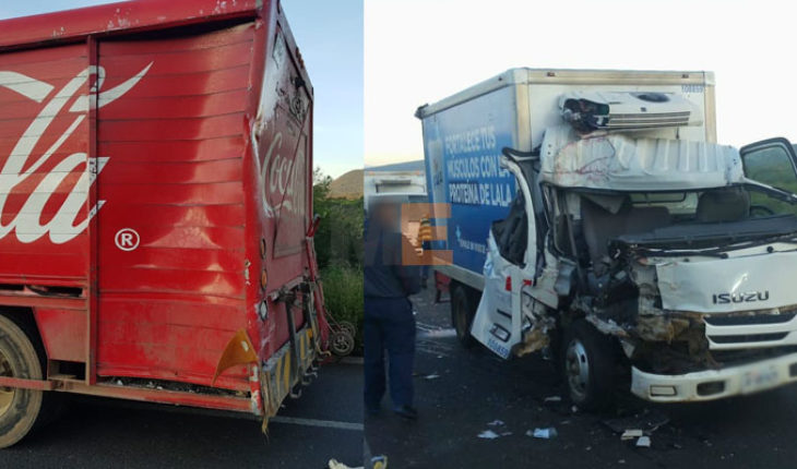 translated from Spanish: Clash between cargo truck leaves two injured Tangamandapio, Michoacán