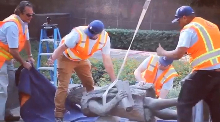 As an act of "restorative justice", the city of Los Angeles removed statue of Cristóbal Colón