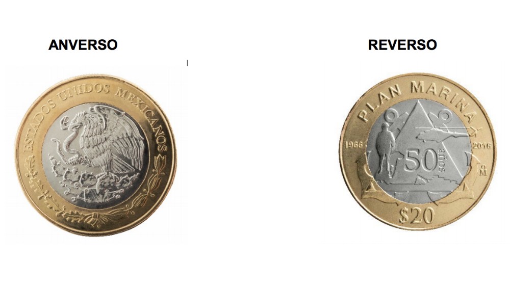 Ponen en circulación moneda conmemorativa de la Marina en circulación