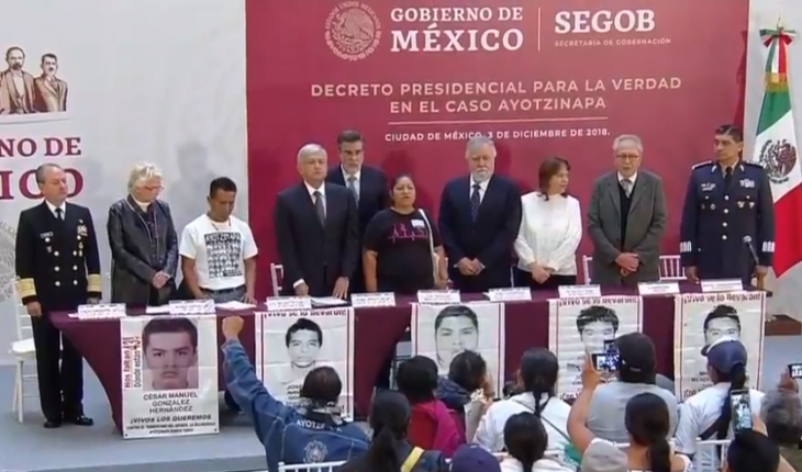 translated from Spanish: AMLO signs decree to create Commission of Ayotzinapa case insulated the