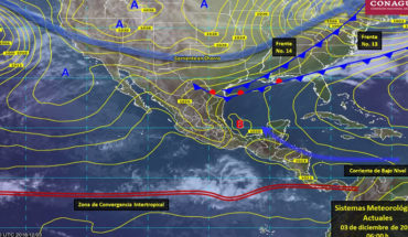 translated from Spanish: Cold front no. 14 will cover the Northeast and East of Mexico