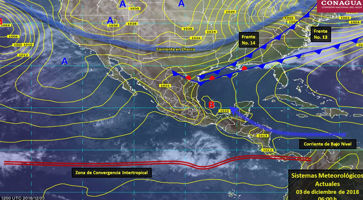 Cold front no. 14 will cover the Northeast and East of Mexico