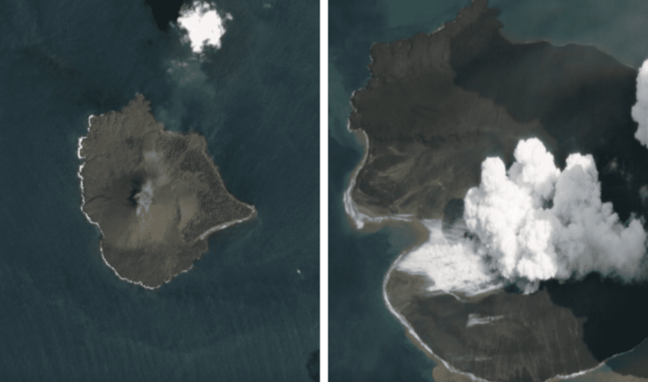 Nuevas imágenes del Krakatoa que muestran el derrumbe del volcán