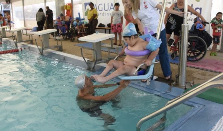 translated from Spanish: Only 10 communes of the RM are equipped with hydraulic chairs in municipal swimming pools