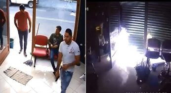Exhiben asalto en barbería; una semana después es incendiada