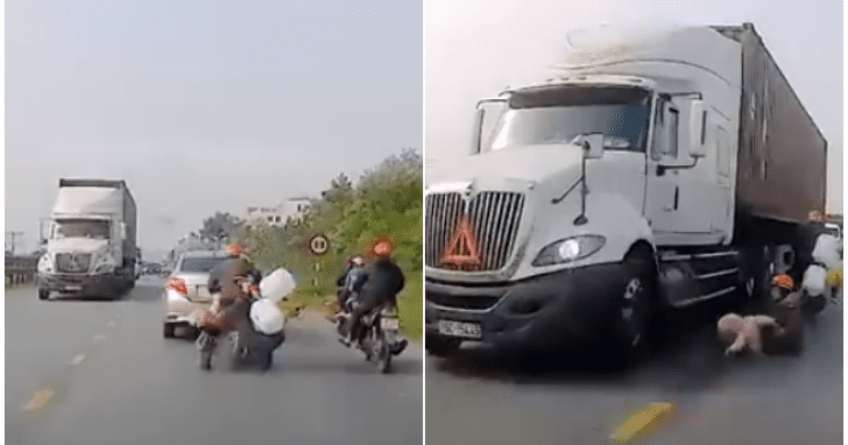 VIDEO: La tumban de moto y salva a niño de ser aplastado