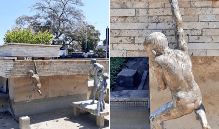 translated from Spanish: Intenta robar estatua “Niños Traviesos” y le cayó encima
