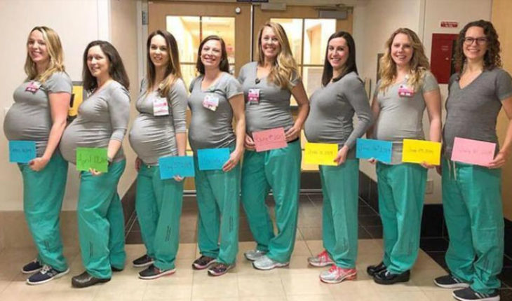 Nueve enfermeras de la misma unidad de partos de un hospital de Estados Unidos, darán a luz casi al mismo tiempo