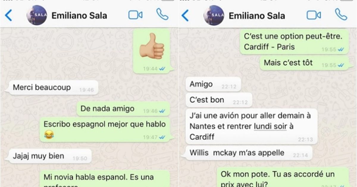 Disseminate recent chats of Emiliano Sala organizing the flight of tragedy