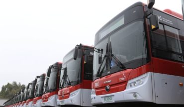 translated from Spanish: Gobierno presentó los 100 nuevos buses eléctricos del sistema RED
