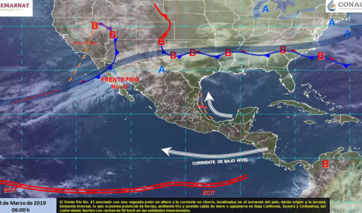 translated from Spanish: Rains in the North Pacific, the warm temperatures in the rest of the country