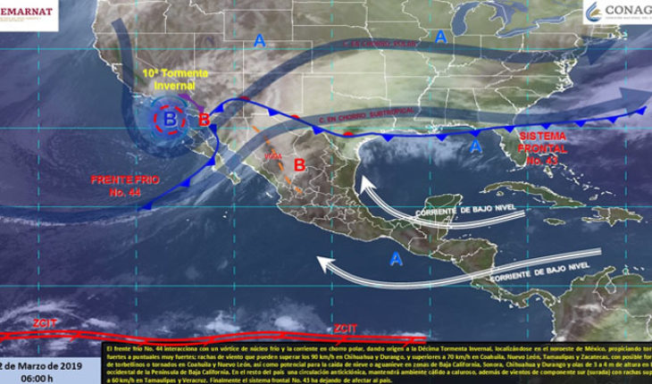 translated from Spanish: Tenth winter storm favourable rains in the North of Mexico, in the rest of the country remains the hot environment