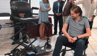 translated from Spanish: The ITM students present electric wheelchair people with muscular dystrophy