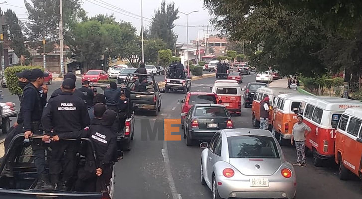 Protestan elementos de la Policía Michoacán, exigen la salida de José Martín Godoy Castro, Secretario de Seguridad Pública