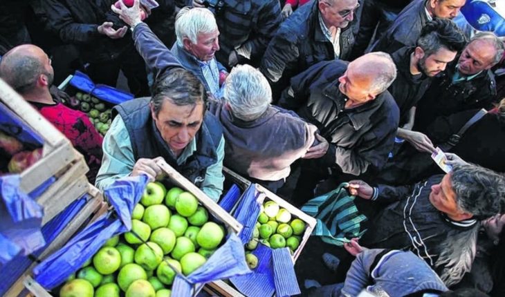 translated from Spanish: Frutazo in Plaza de Mayo: give away 20,000 kilos of apples and pears