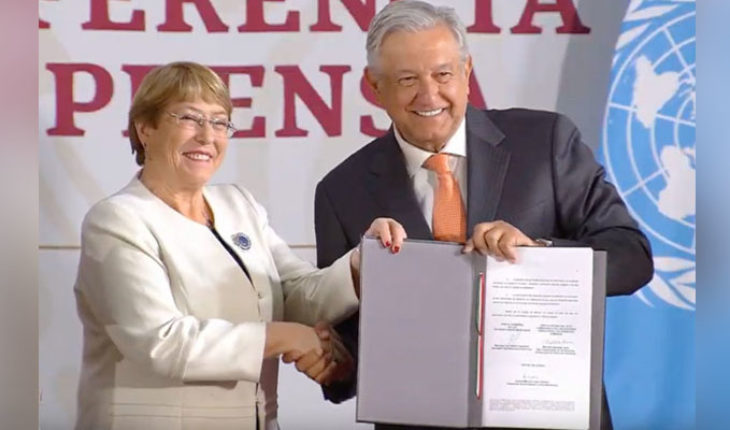 translated from Spanish: Government of Mexico and the UN sign agreement on human rights for the creation of the National Guard