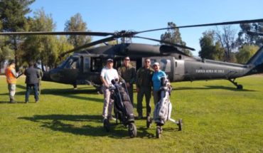 translated from Spanish: Piñera, 9 hole and the helicopter of the FACH