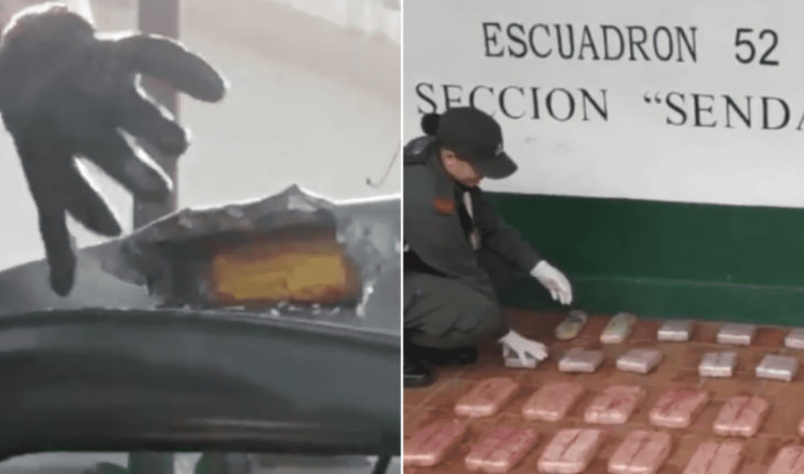 translated from Spanish: Police found 38 kilos of cocaine on roof of truck