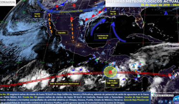 Chubascos y vientos fuertes en el norte, tormentas en el oriente, centro y sureste de México, ambiente caluroso en gran parte del país