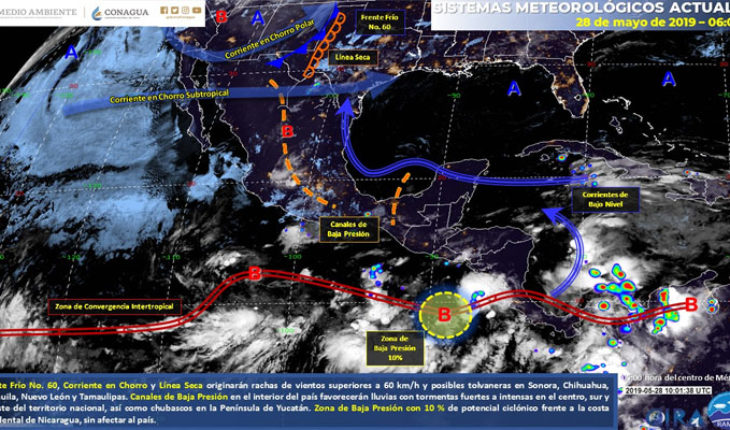 Potencial de tormentas en el sur y centro de México