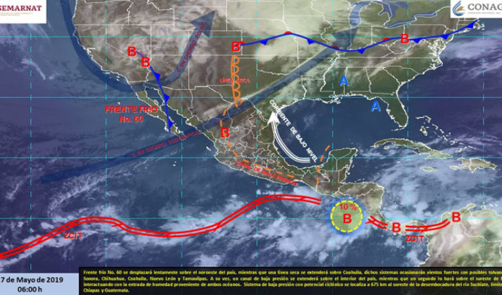 Tormentas fuertes en el sur de México, intervalos de chubascos en el centro y norte del país