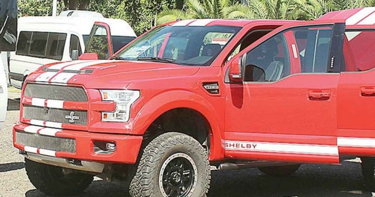A Ford Shelby F-150 will be auctioned which was used by the Pacific cartel