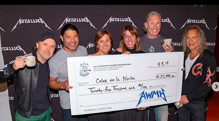 The Metallica band donated 118,000 euros for several charities in Spain