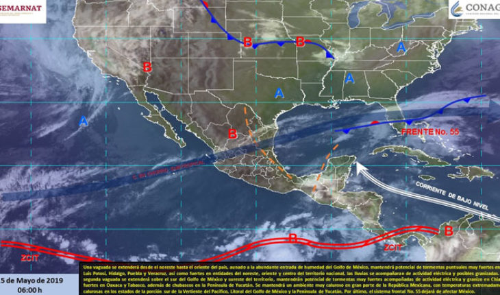 translated from Spanish: Very strong rains in the northeast, east and southeast of Mexico, very hot atmosphere in much of the Mexican Republic