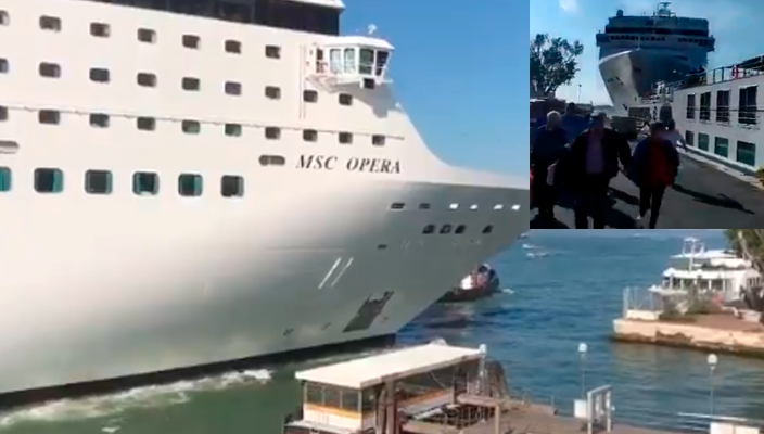 Crucero se impacta contra un muelle en Venecia, Italia deja un saldo de 5 heridos (Video)