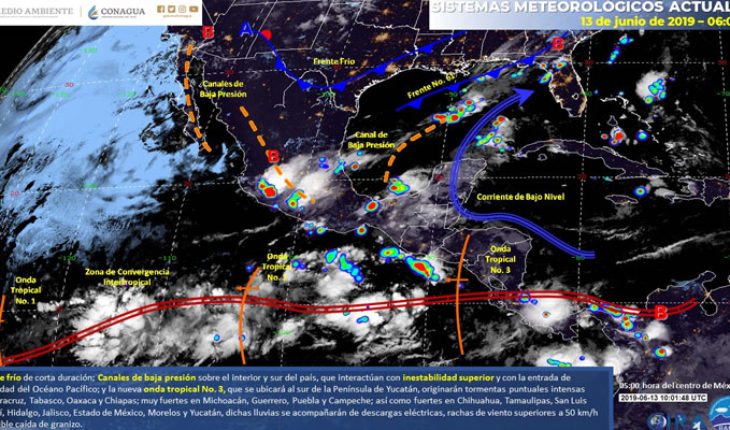 translated from Spanish: Very strong storms are planned for today in central and southern Mexico