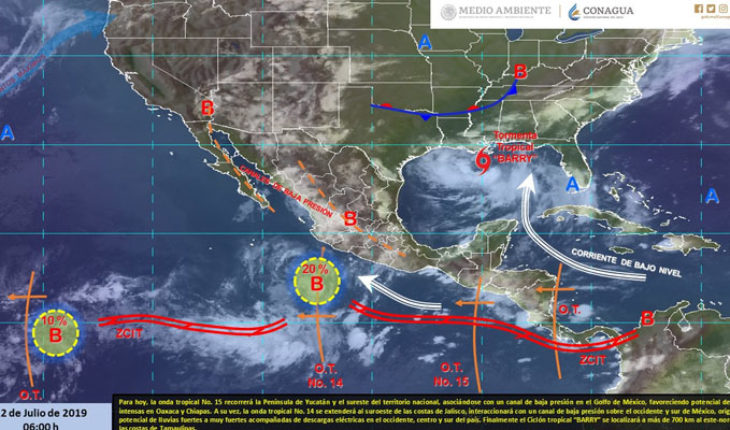 Lluvias muy fuertes en el occidente, centro y sur de México
