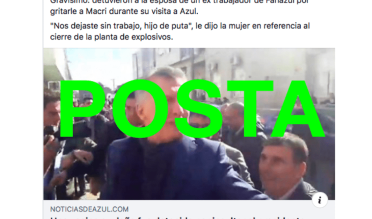 translated from Spanish: It’s true that a woman was arrested in Blue for insulting Macri