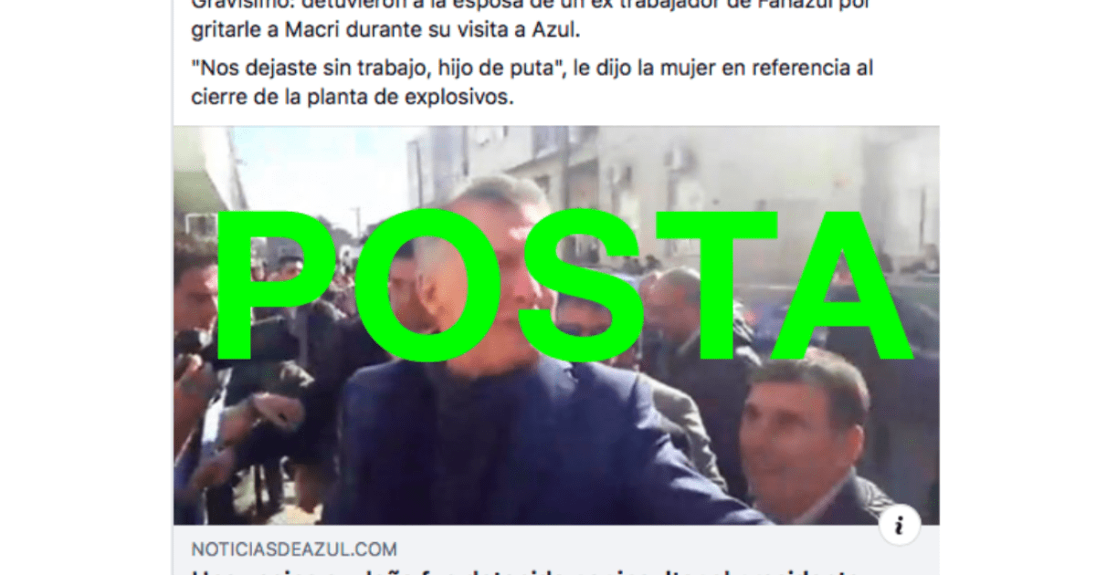 It's true that a woman was arrested in Blue for insulting Macri