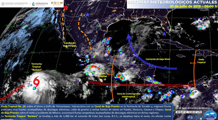 Tropical Wave No. 10 will cause heavy rains in eastern, central, southern and southeastern Mexico