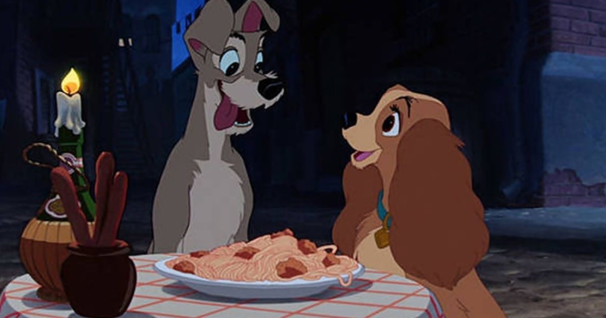 Disney presented the tender and questioned poster of "The Lady and the Tramp"