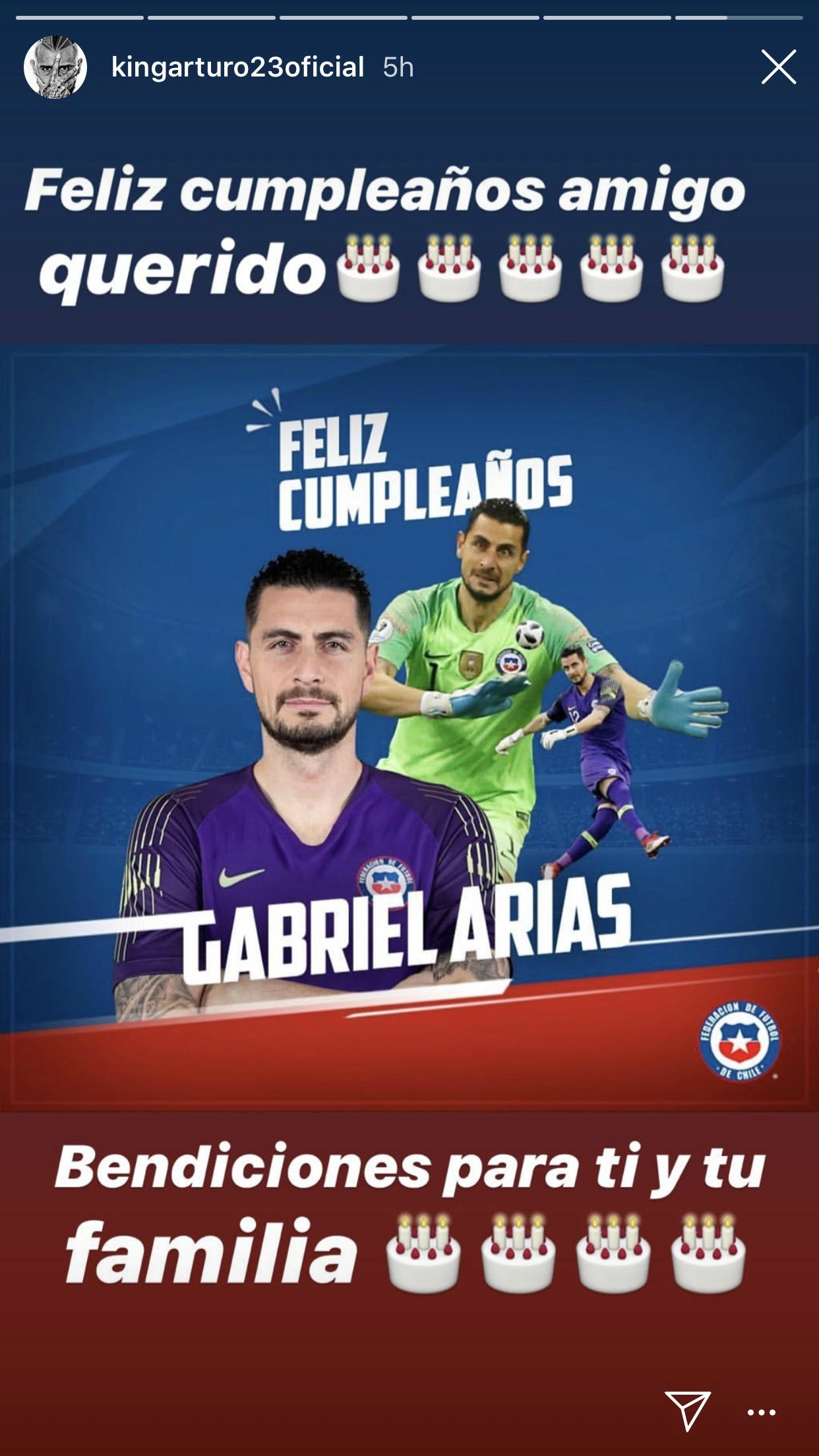 Vidal's affectionate greeting to Gabriel Arias
