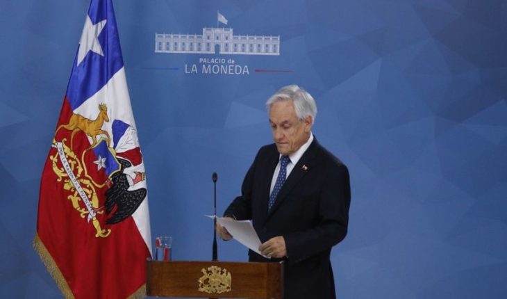 translated from Spanish: President Piñera announced reinforcement of police officers with retired personnel and called for peace, justice and the new Constitution