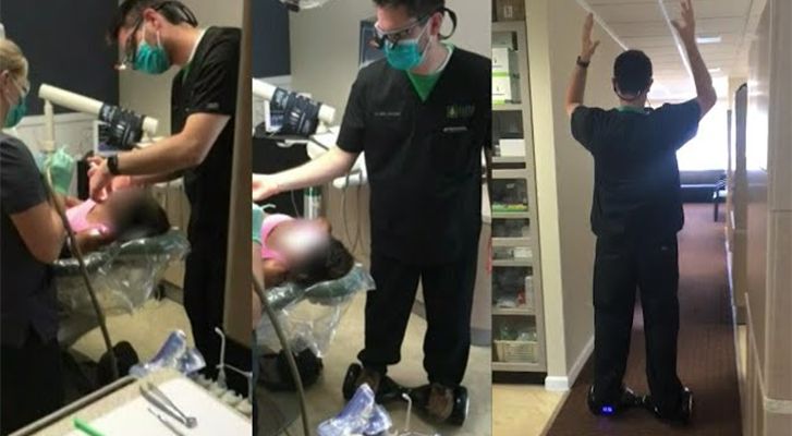 Dentist removes a tooth while riding a Hoverboard (Video)
