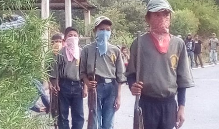 translated from Spanish: They train children with guns to defend villages in Guerrero