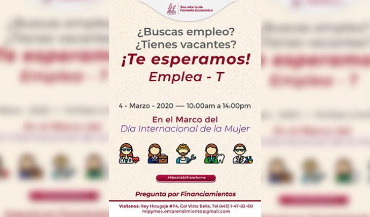 translated from Spanish: SEFECO reports that it will organize Employment Fair in its Morelia facilities