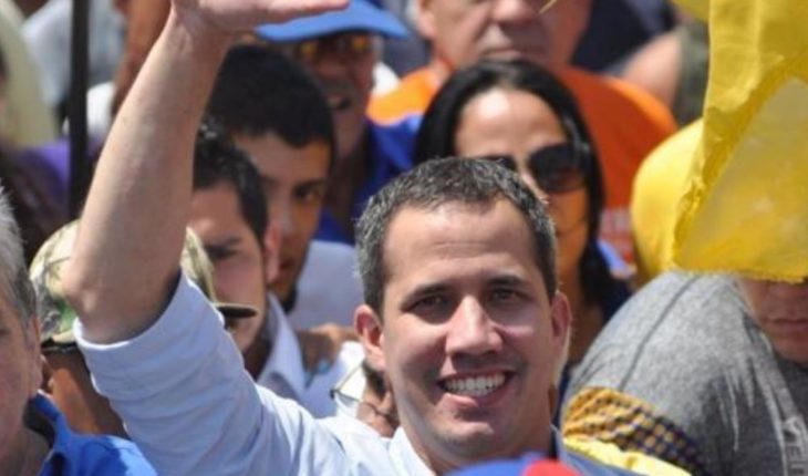 translated from Spanish: They fire at a demonstration led by Guaidó in Venezuela