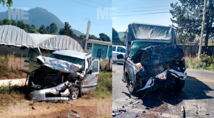 Dos camionetas impactan de frente en la carretera Zitácuaro-Morelia