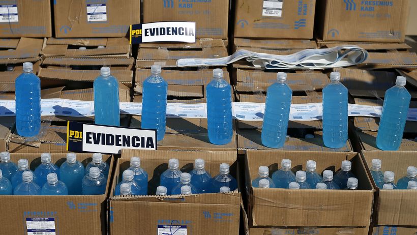 ISP seized more than 3,000 litres of illegal gel alcohol in Santiago