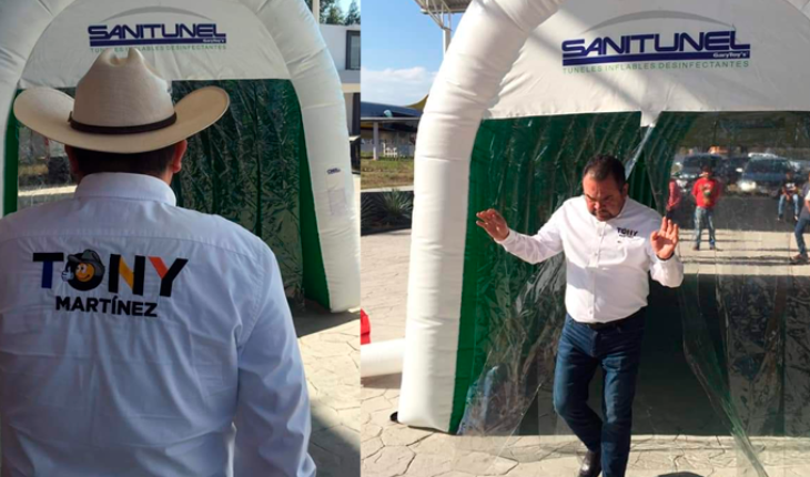 Diputado de Michoacán coloca túneles sanitizantes; estos no son aprobados por la Secretaria de Salud