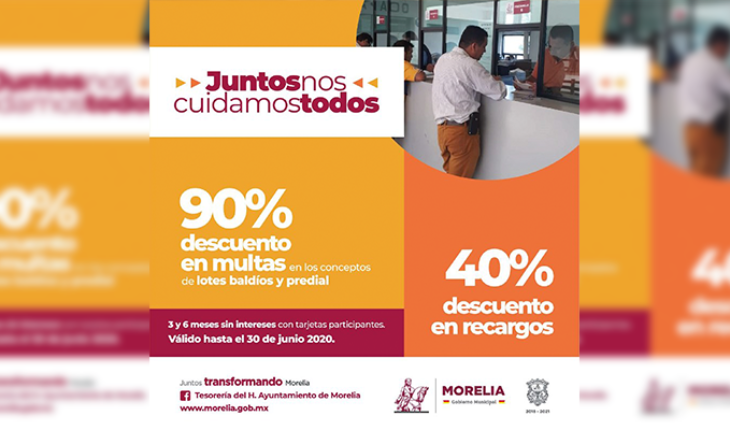 translated from Spanish: Morelia Municipal Treasury announces campaign “Together we all take care of each other”