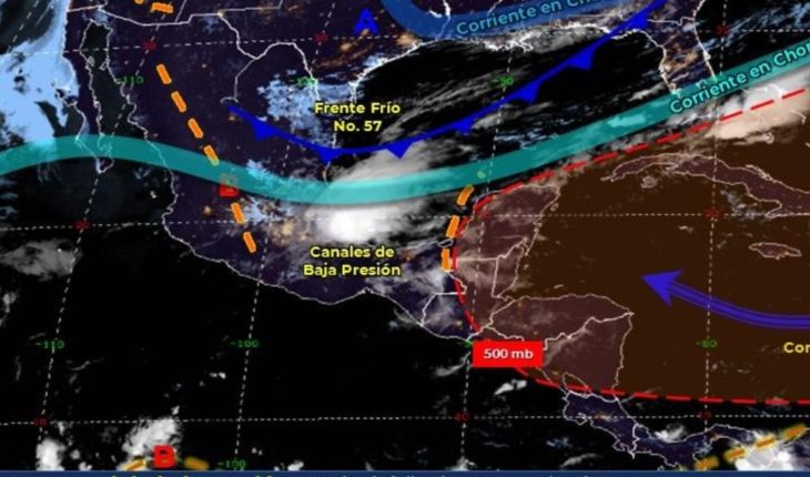translated from Spanish: Today’s Weather Forecast: Cold Front 57 to Spread through Mexico