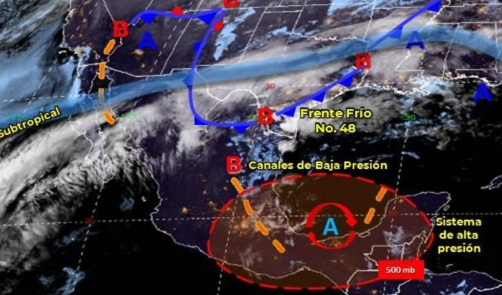 translated from Spanish: Today’s Weather Forecast: Front Cold 48 will bring heavy rains