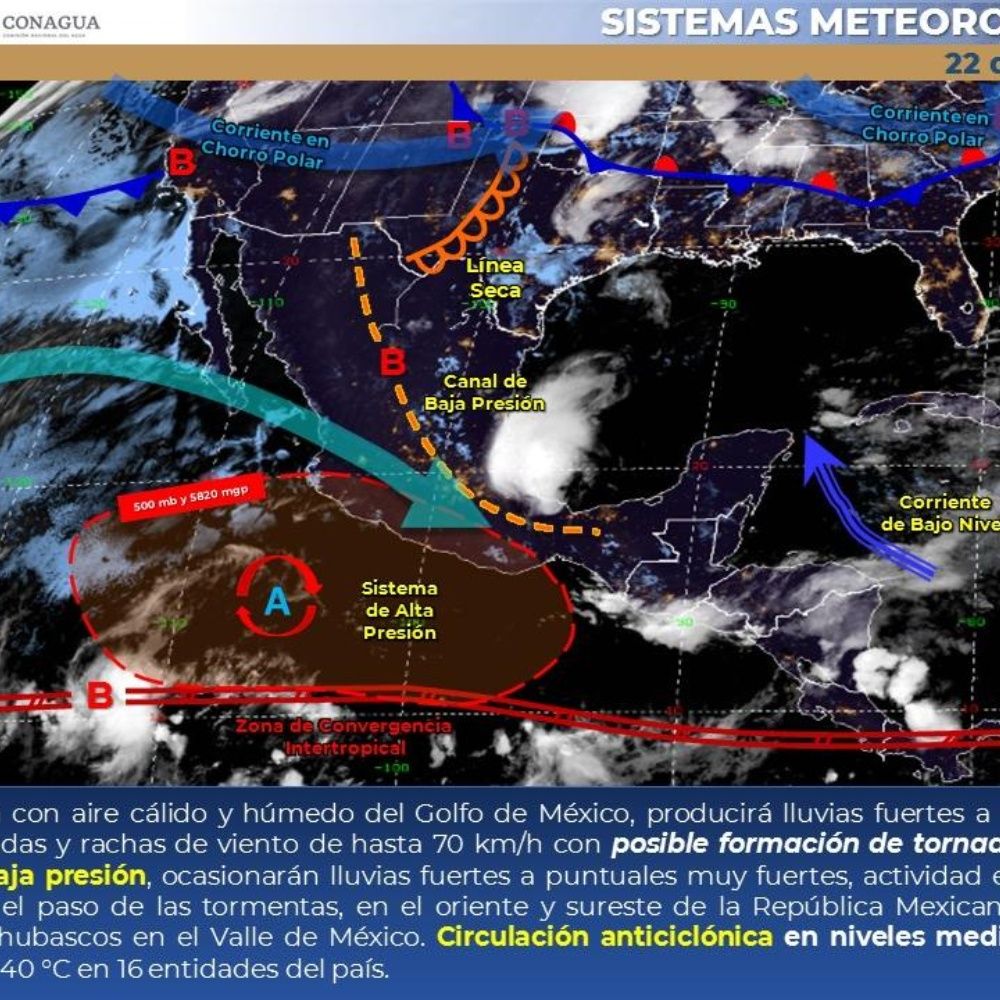 Pronóstico del clima de hoy: Prevén fuertes lluvias y tornados en México